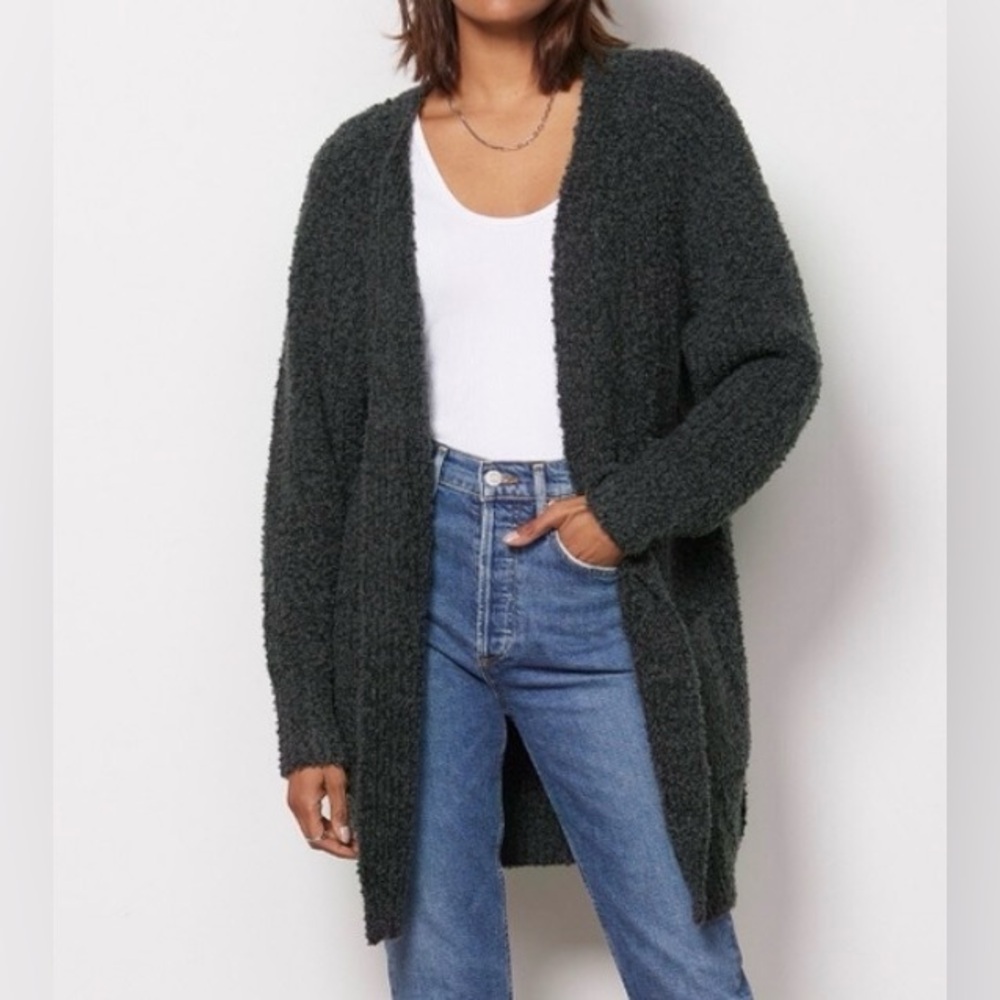 Evereve Hadley Oversized Long Textured Knit Open Cardigan Sweater - Womens Small